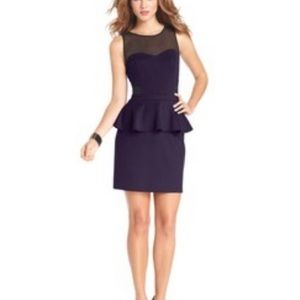 Kensie Peplum Dress / Dark Navy Black Lace and trim